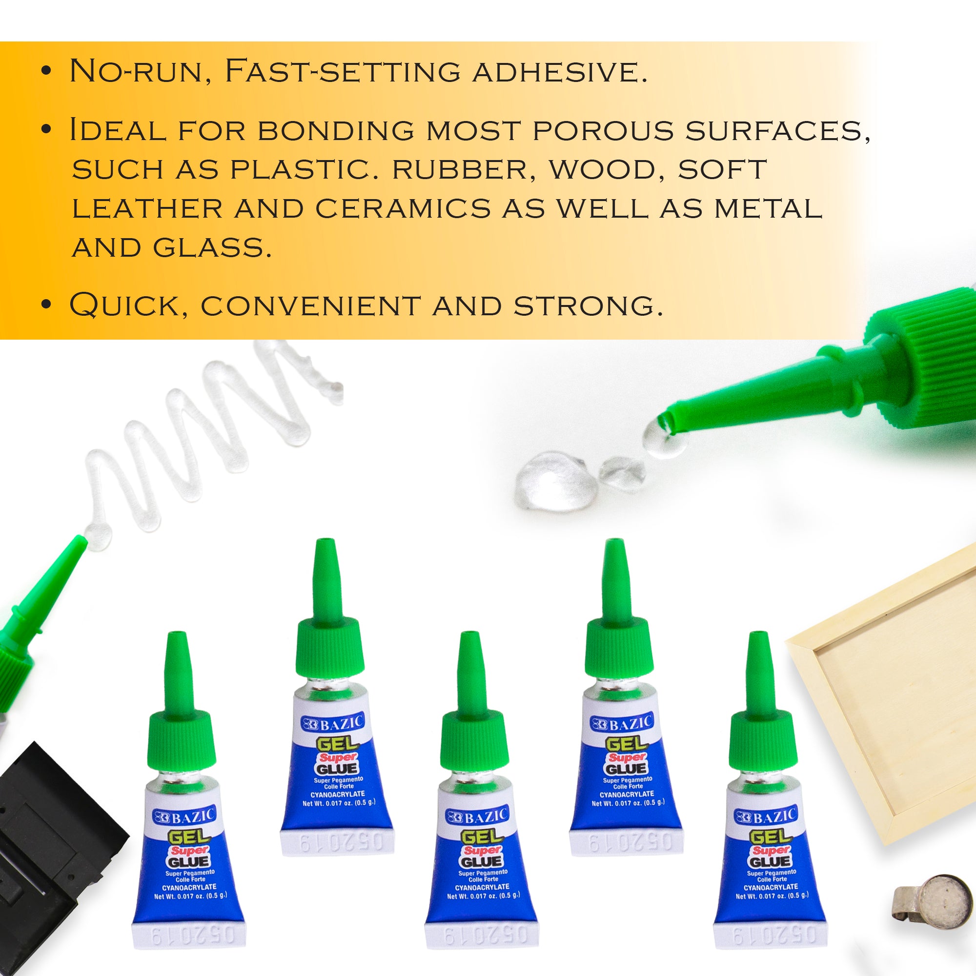 0.017 oz (0.5g) Super Glue Gel (5/Pack)