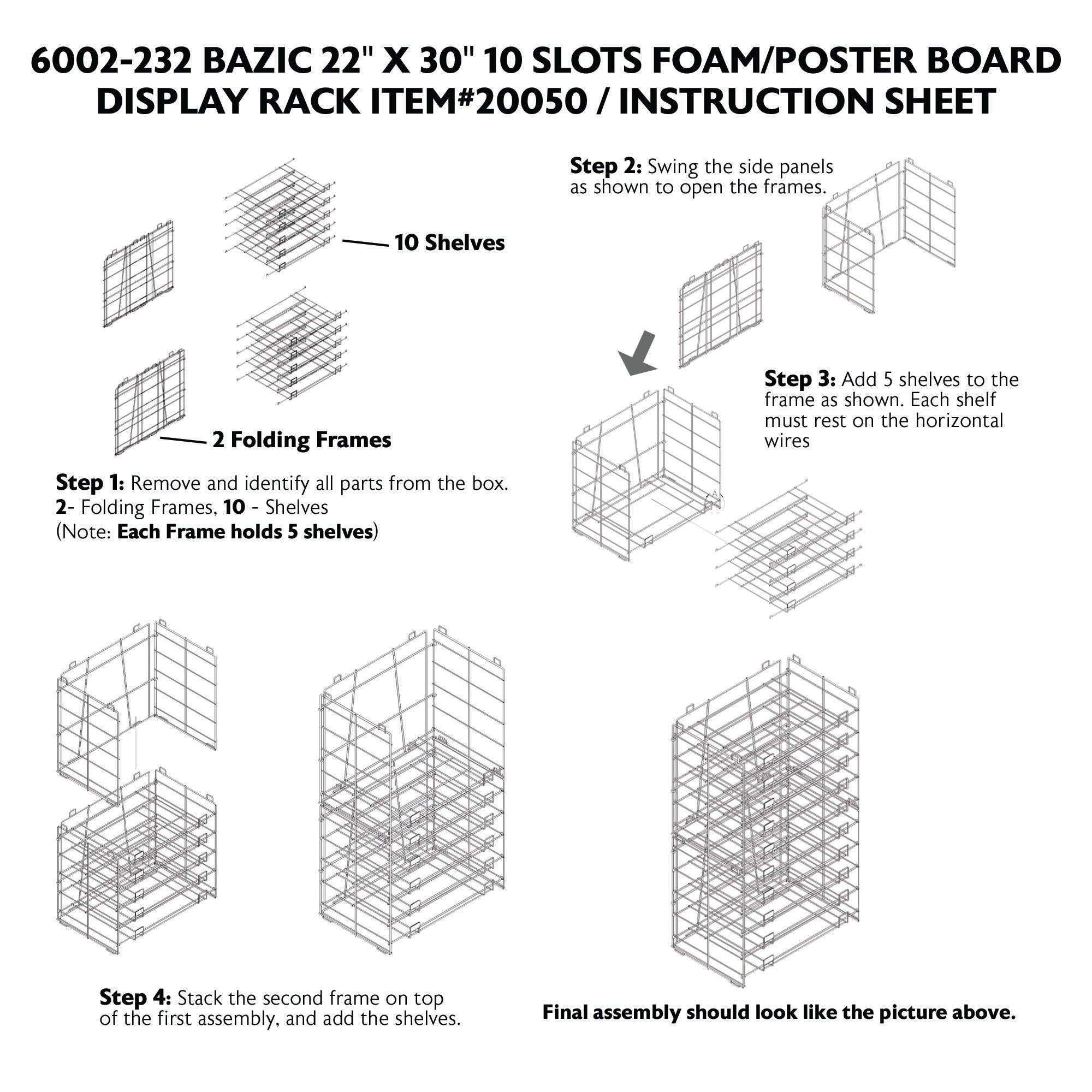 20" X 30" 10-Slots Foam Board Display Rack
