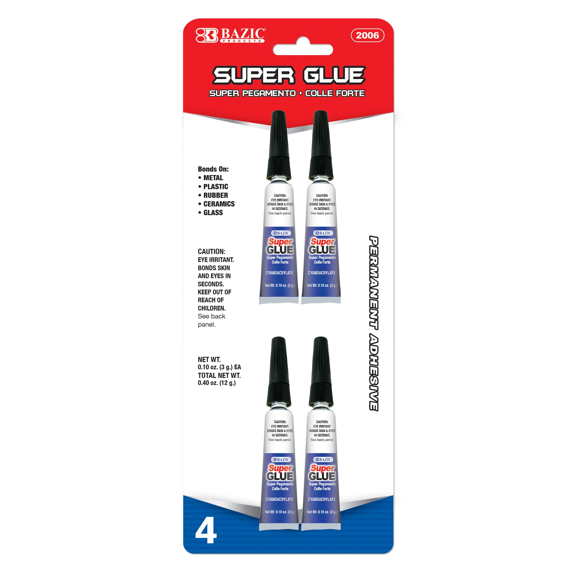 0.10 oz (3g) Super Glue (4/Pack)