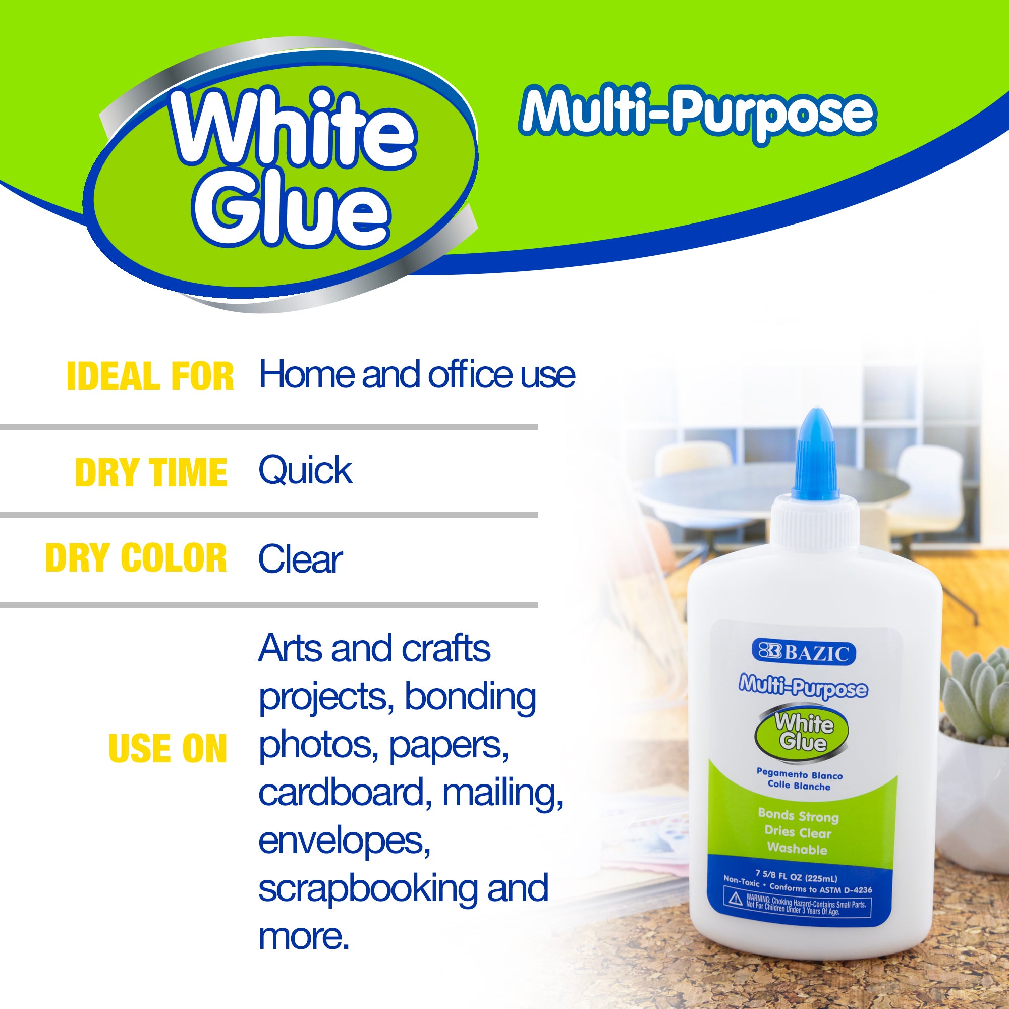 7 5/8 FL OZ (225 mL) Jumbo Washable White Glue