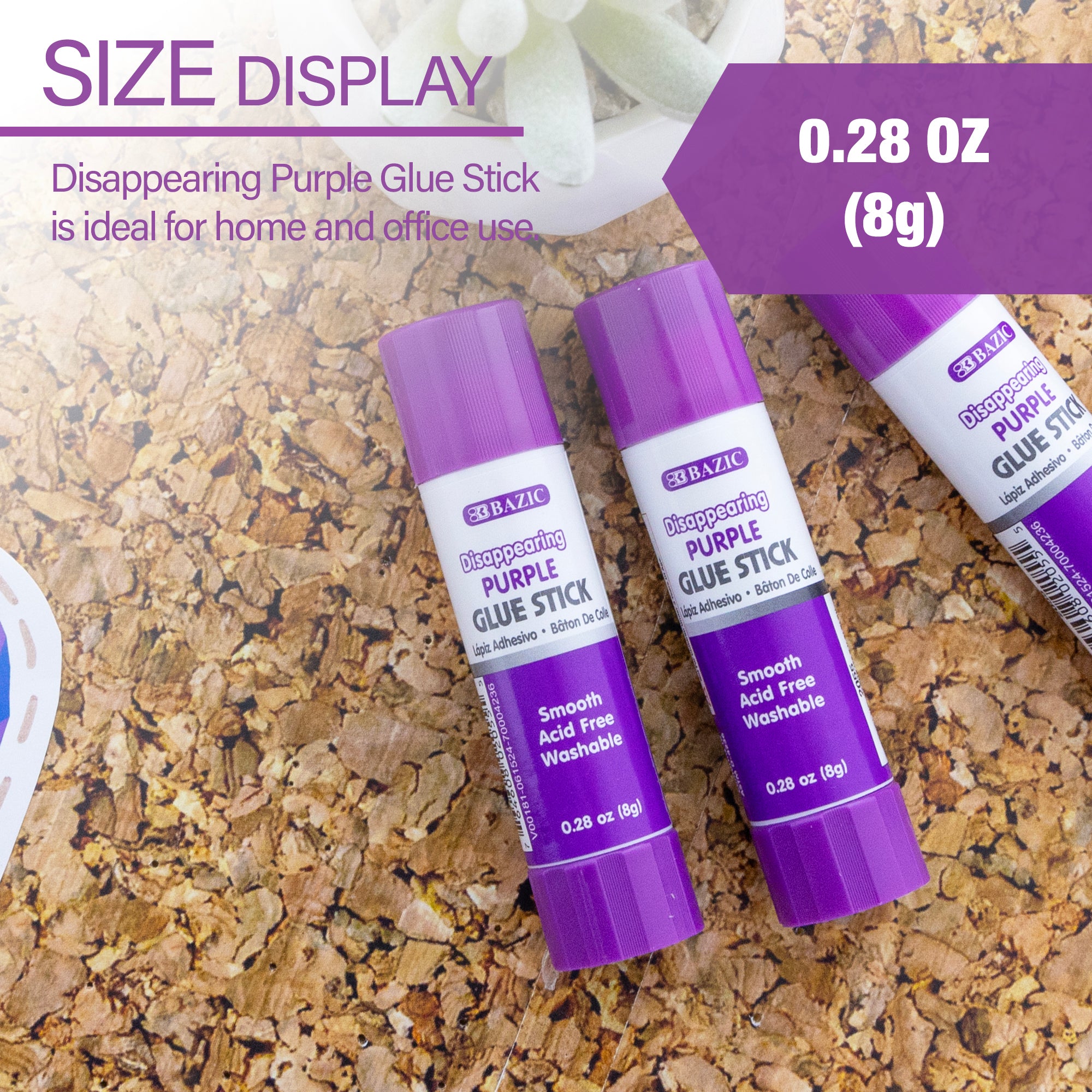 0.28 oz (8g) Washable Disappearing Purple Glue Stick (4/Pack)