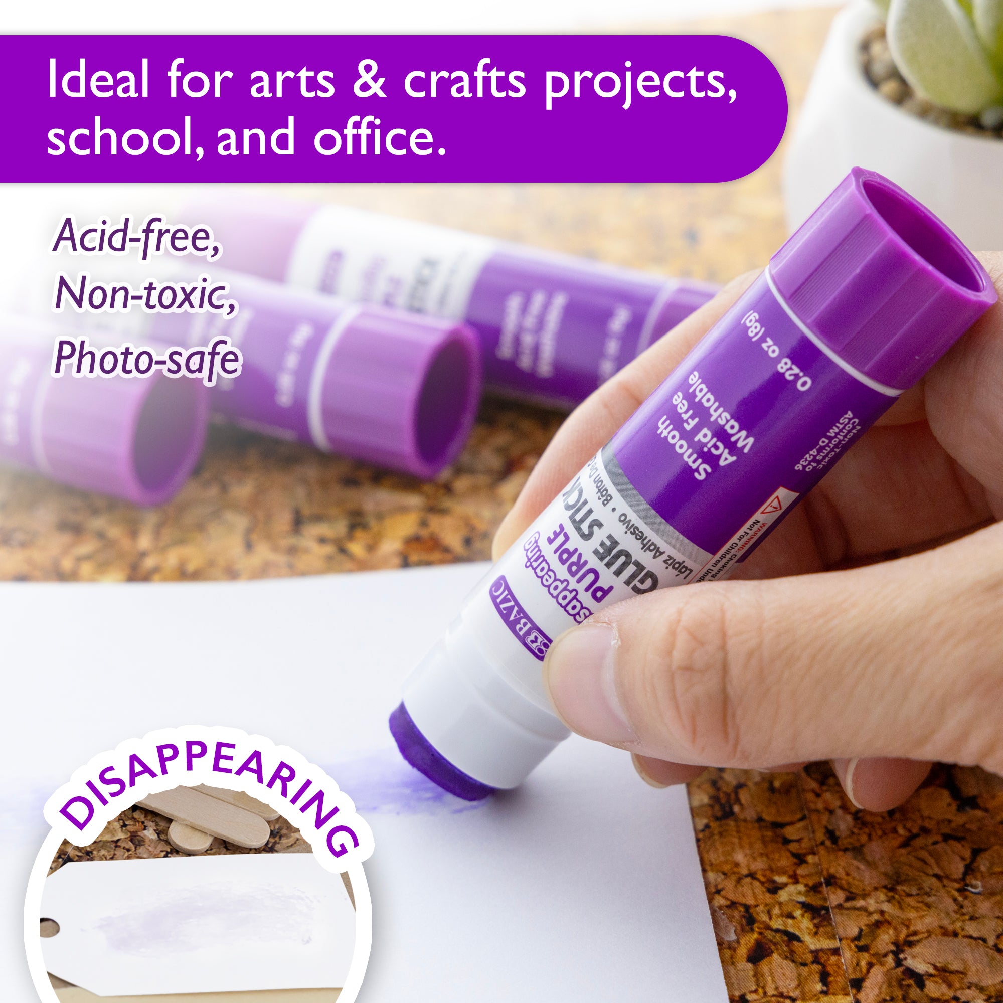 0.28 oz (8g) Washable Disappearing Purple Glue Stick (4/Pack)