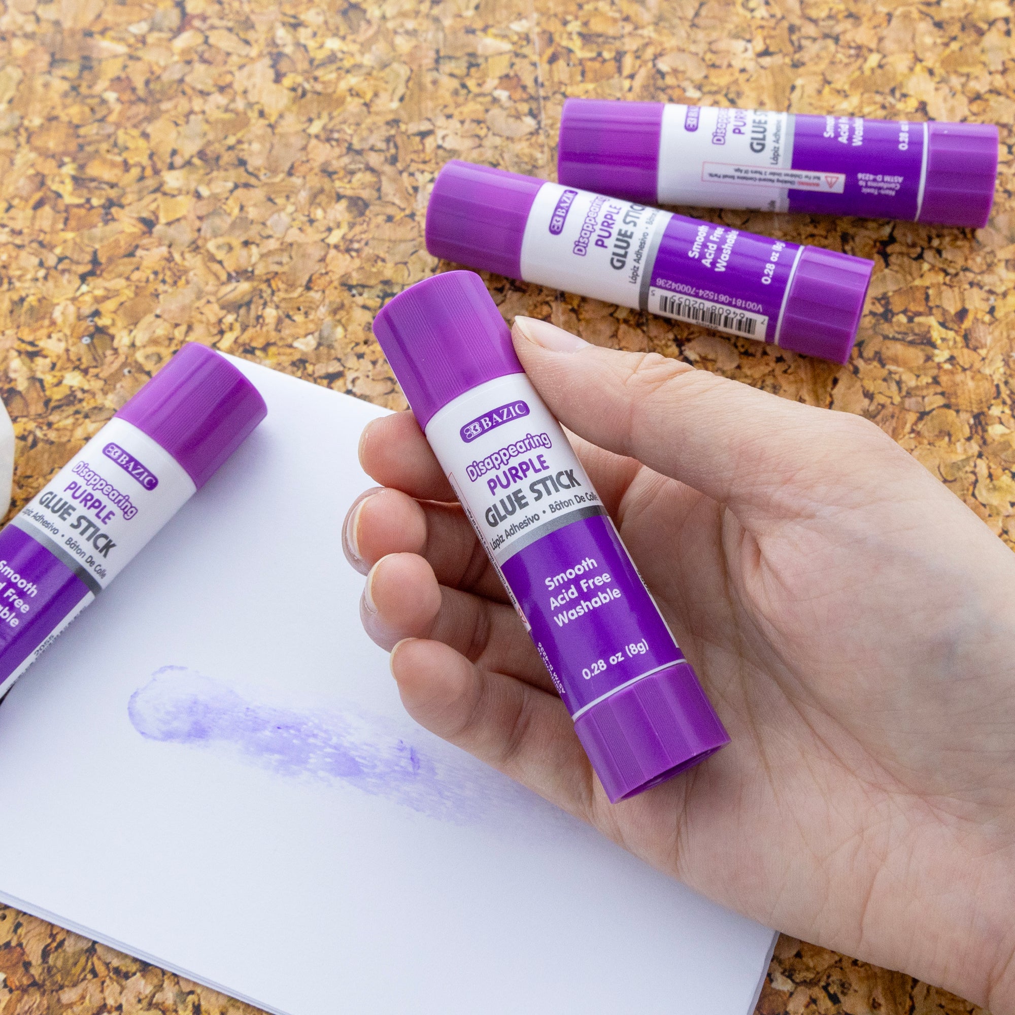 0.28 oz (8g) Washable Disappearing Purple Glue Stick (4/Pack)