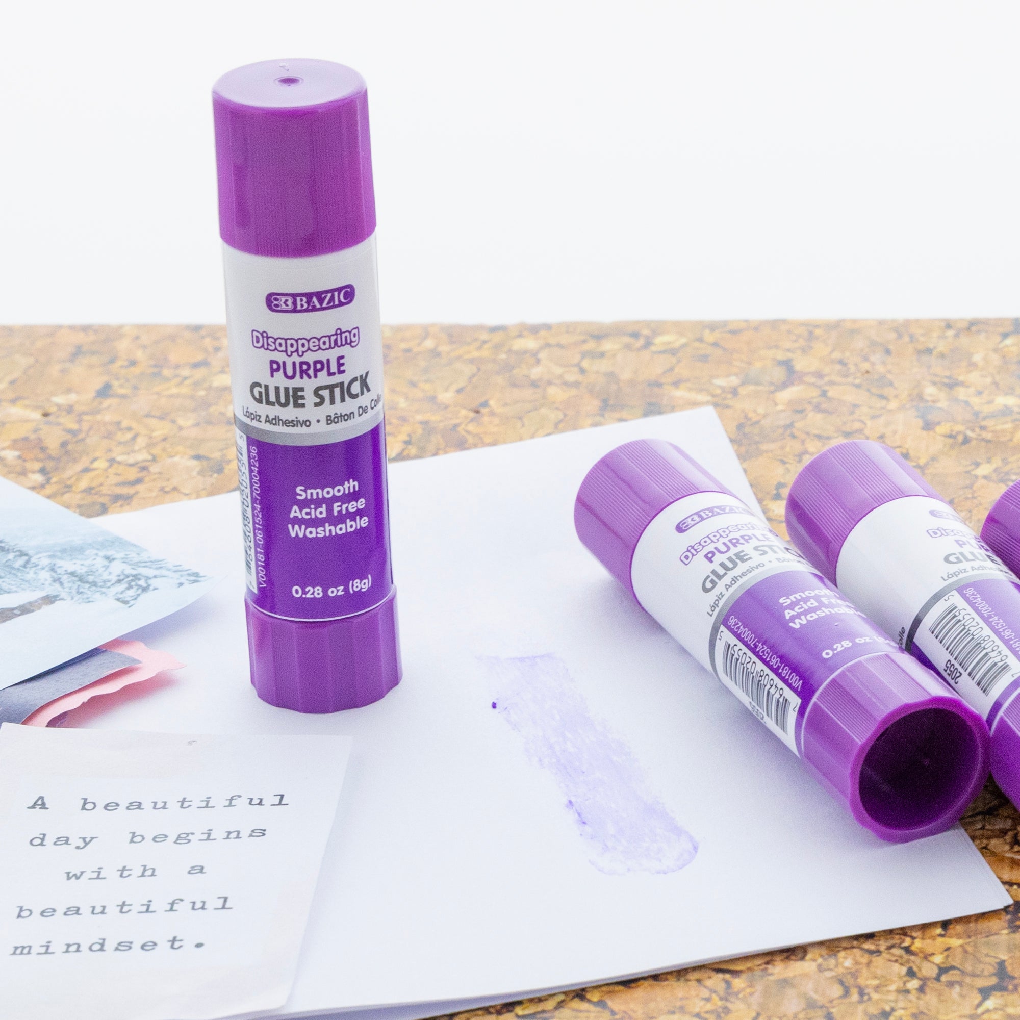 0.28 oz (8g) Washable Disappearing Purple Glue Stick (4/Pack)