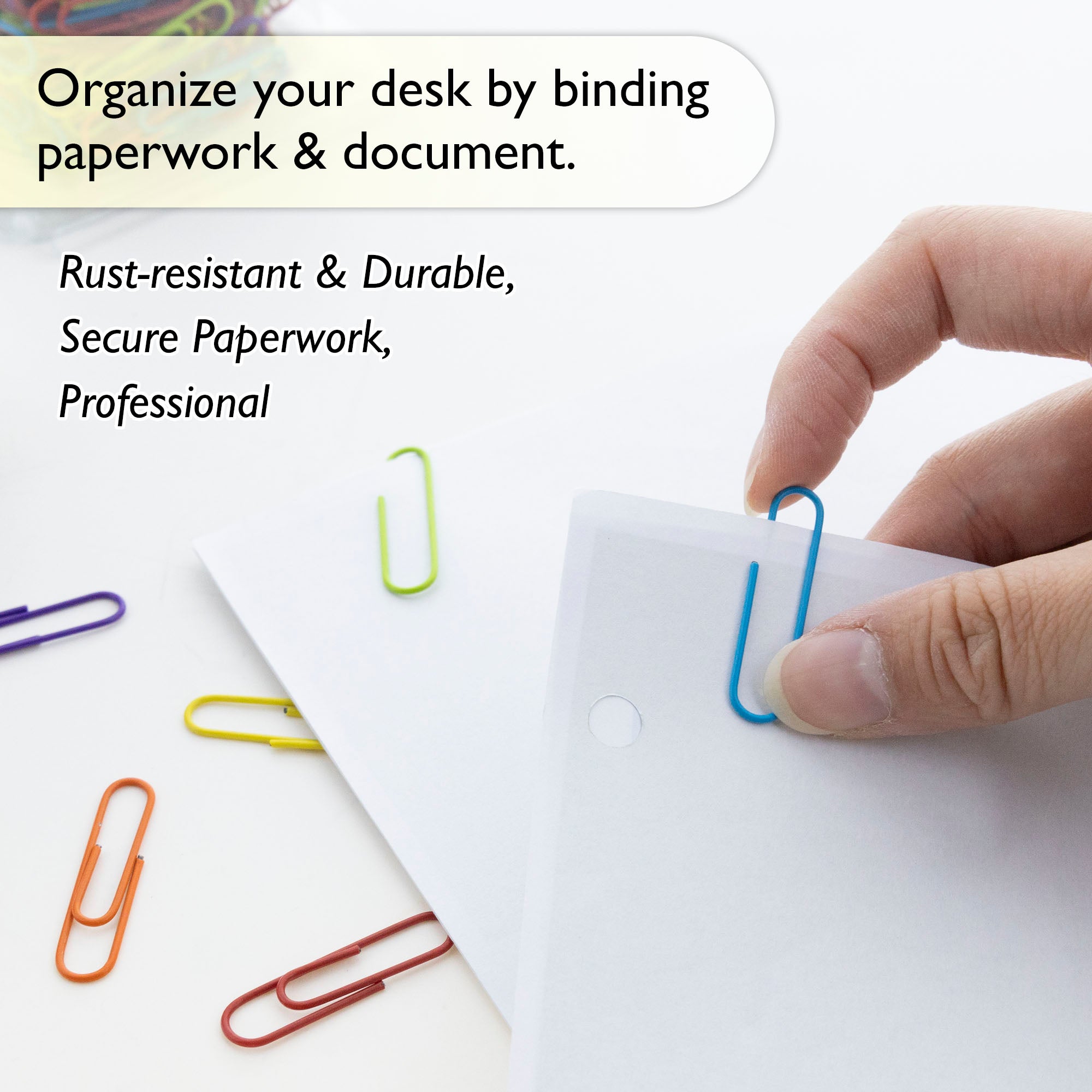 No.1 Regular (33mm) Color Paper Clips (200/Pack)