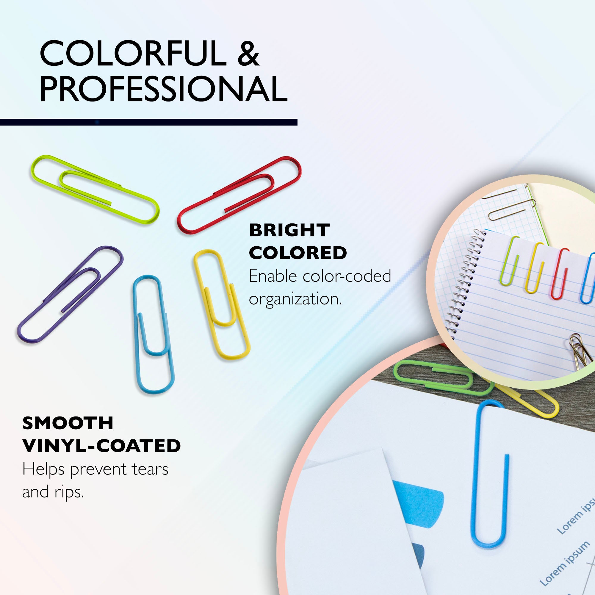 No.1 Regular (33mm) Color Paper Clips (200/Pack)