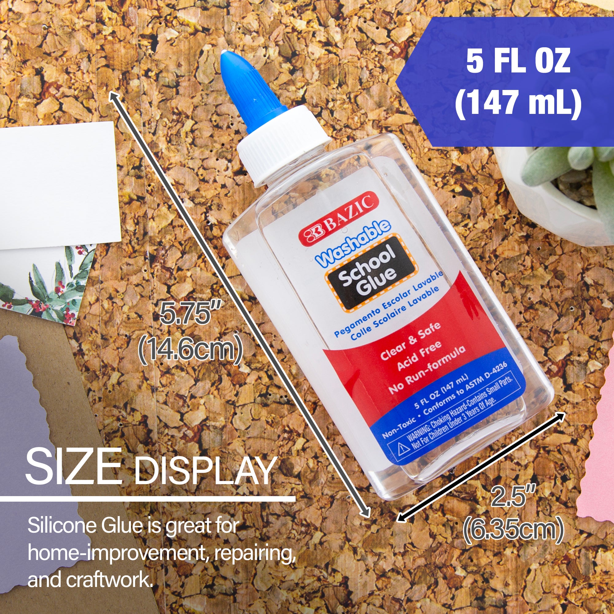 5 FL OZ (147 mL) Washable Clear School Glue