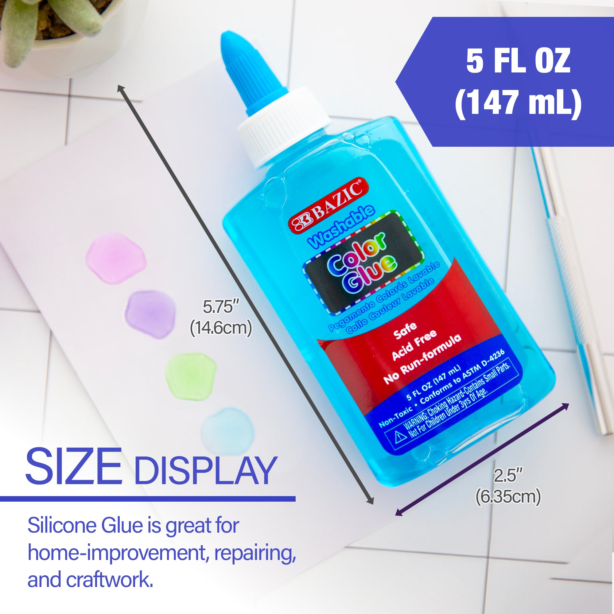 5 FL OZ (147 mL) Washable Clear Color School Glue