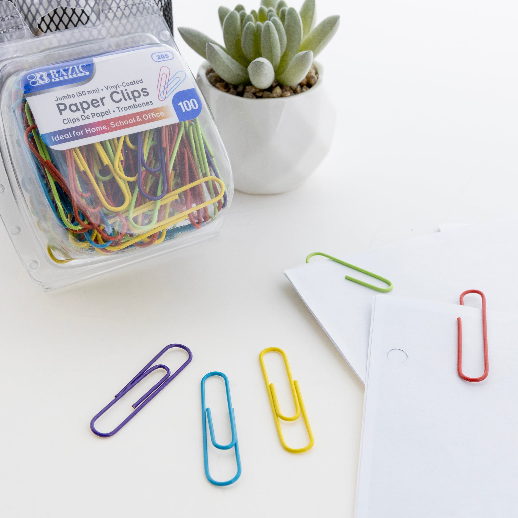 Jumbo (50mm) Color Paper Clips (100/Pack)