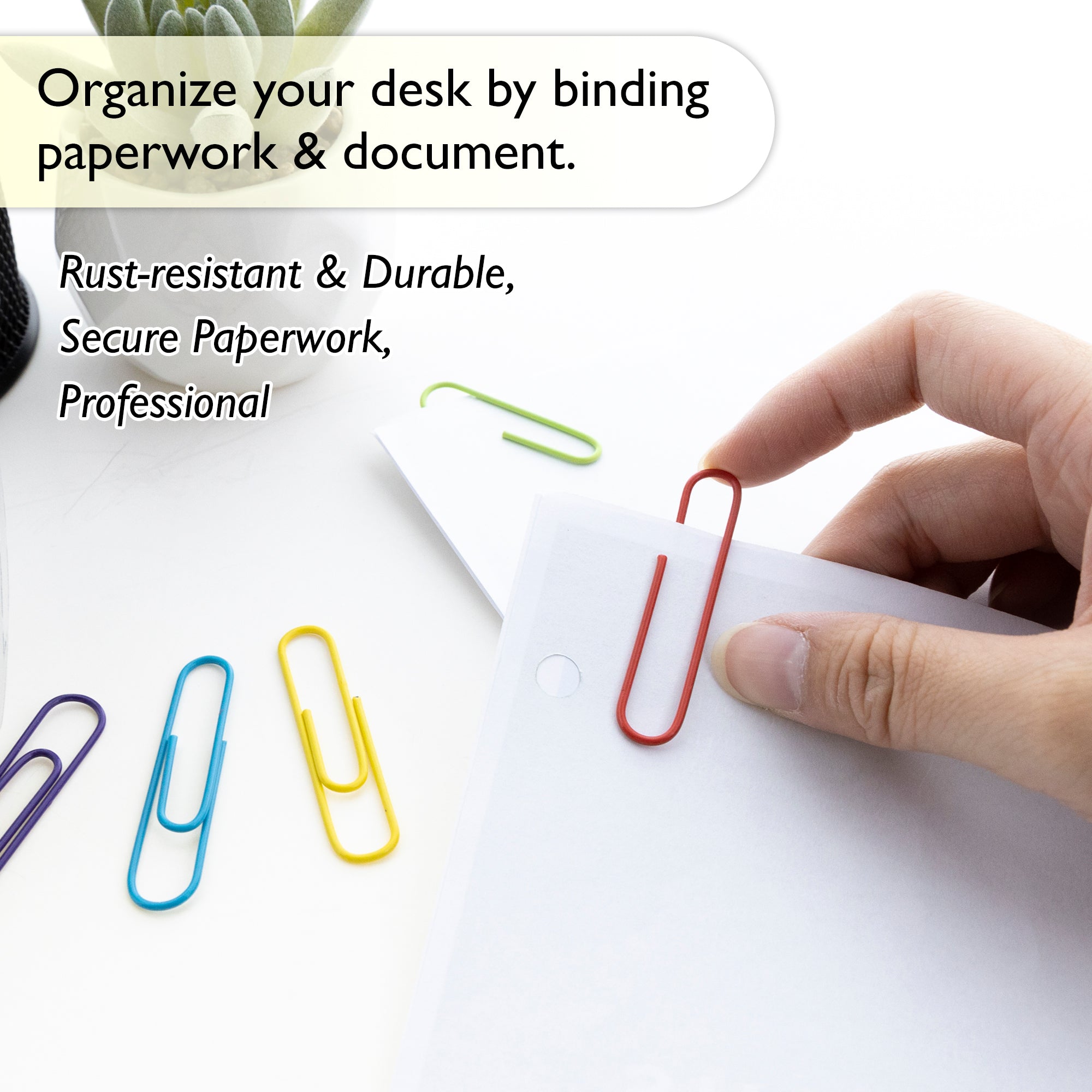 Jumbo (50mm) Color Paper Clips (100/Pack)