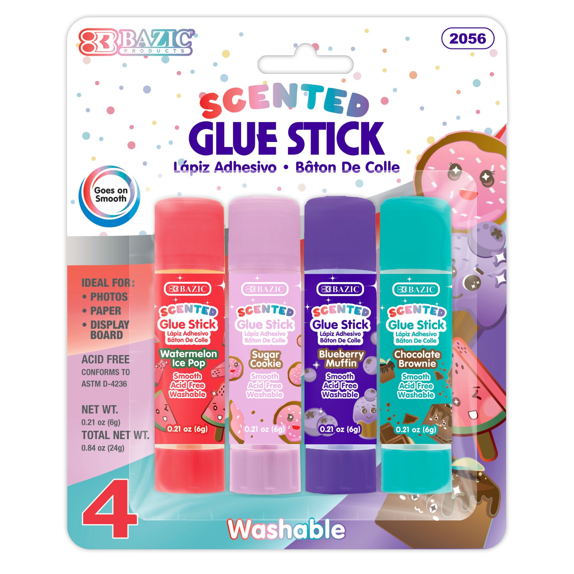 0.21 oz (6g) 4 Washable Scented Glue Stick