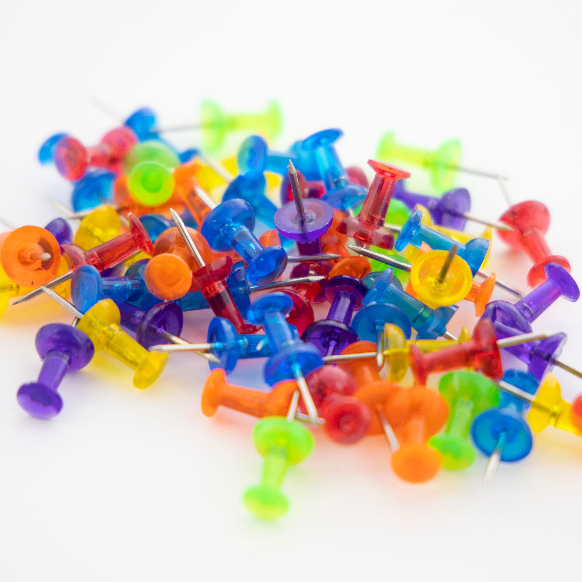 Assorted Translucent Color Push Pins (100/Pack)