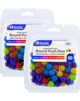 Assorted Color Round Push Pins (80/Pack)