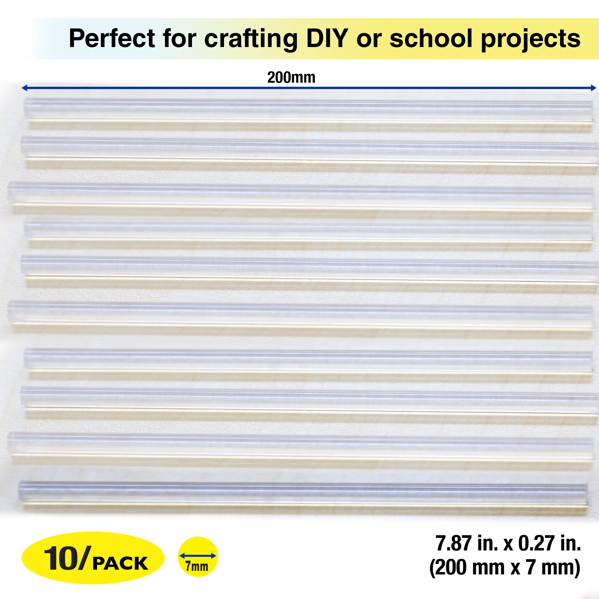 7.87" x 0.27" Dual Temp. Mini Hot Melt Glue Sticks (10/Bag)