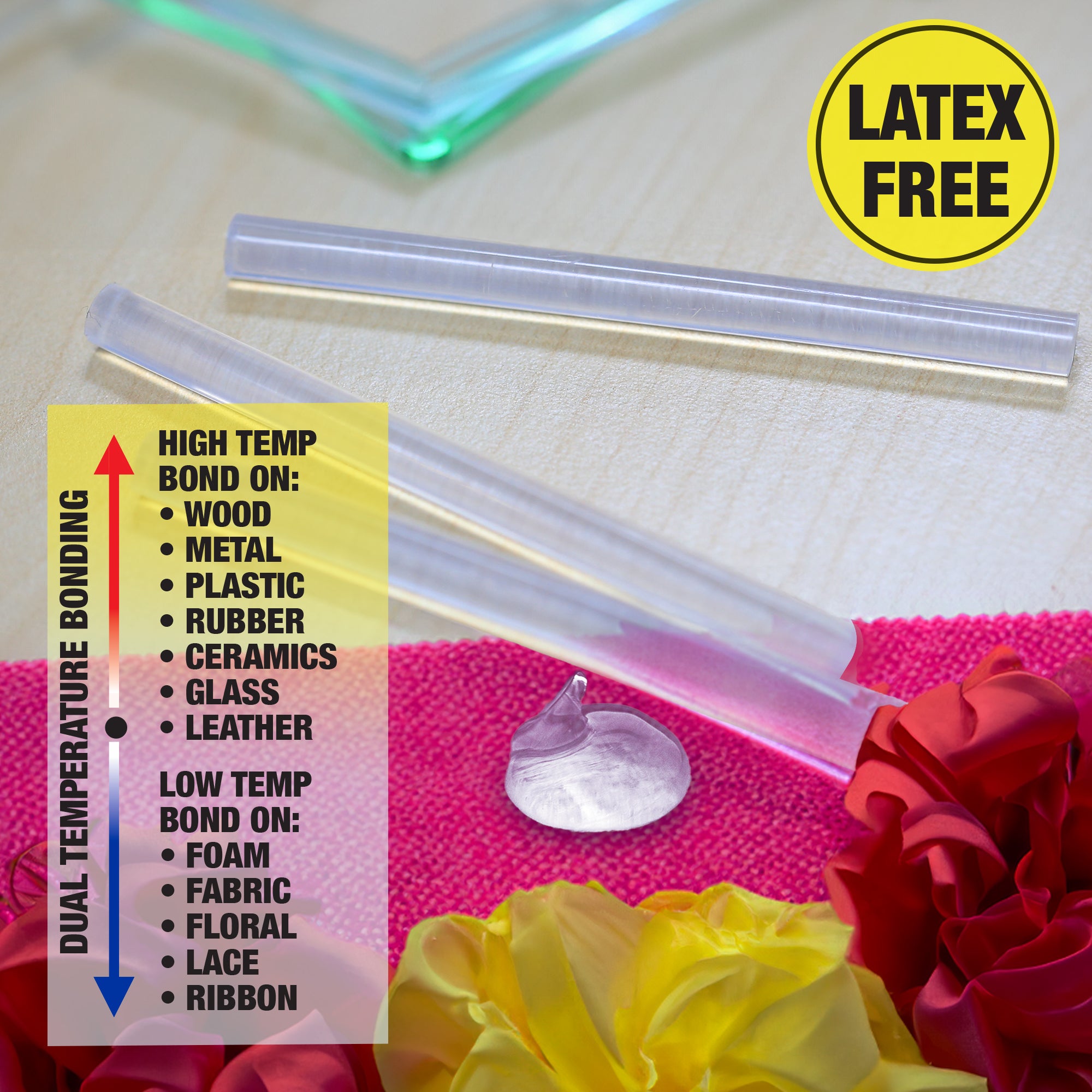 7.87" x 0.43" Dual Temp. Full Size Hot Melt Glue Sticks (5/Bag)