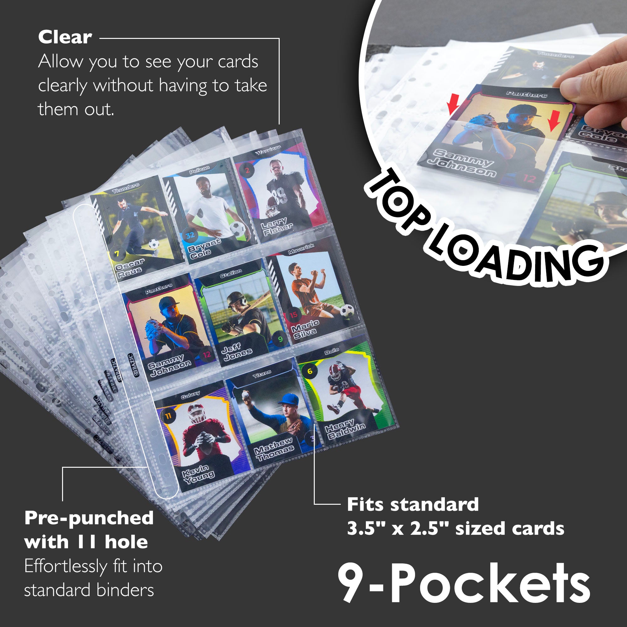 Top Loading 9-Pockets Trading Card Holders (100/Pack)