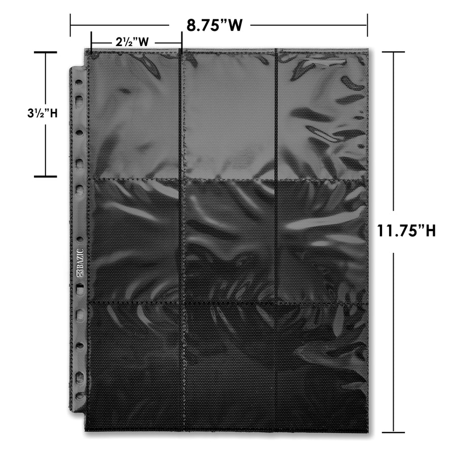 Sports Card Holder Double Sided Side Loading 9-Pockets (5/Pack)