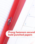 Red Color 2-Pockets Poly Portfolio w/ 3 Prongs