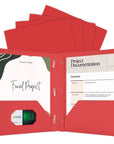 Red Color 2-Pockets Poly Portfolio w/ 3 Prongs