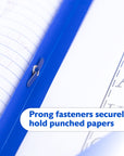 Blue Color 2-Pockets Poly Portfolio w/ 3 Prongs