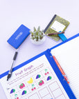Blue Color 2-Pockets Poly Portfolio w/ 3 Prongs