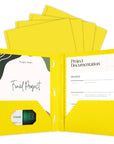 Yellow Color 2-Pockets Poly Portfolio w/ 3 Prongs