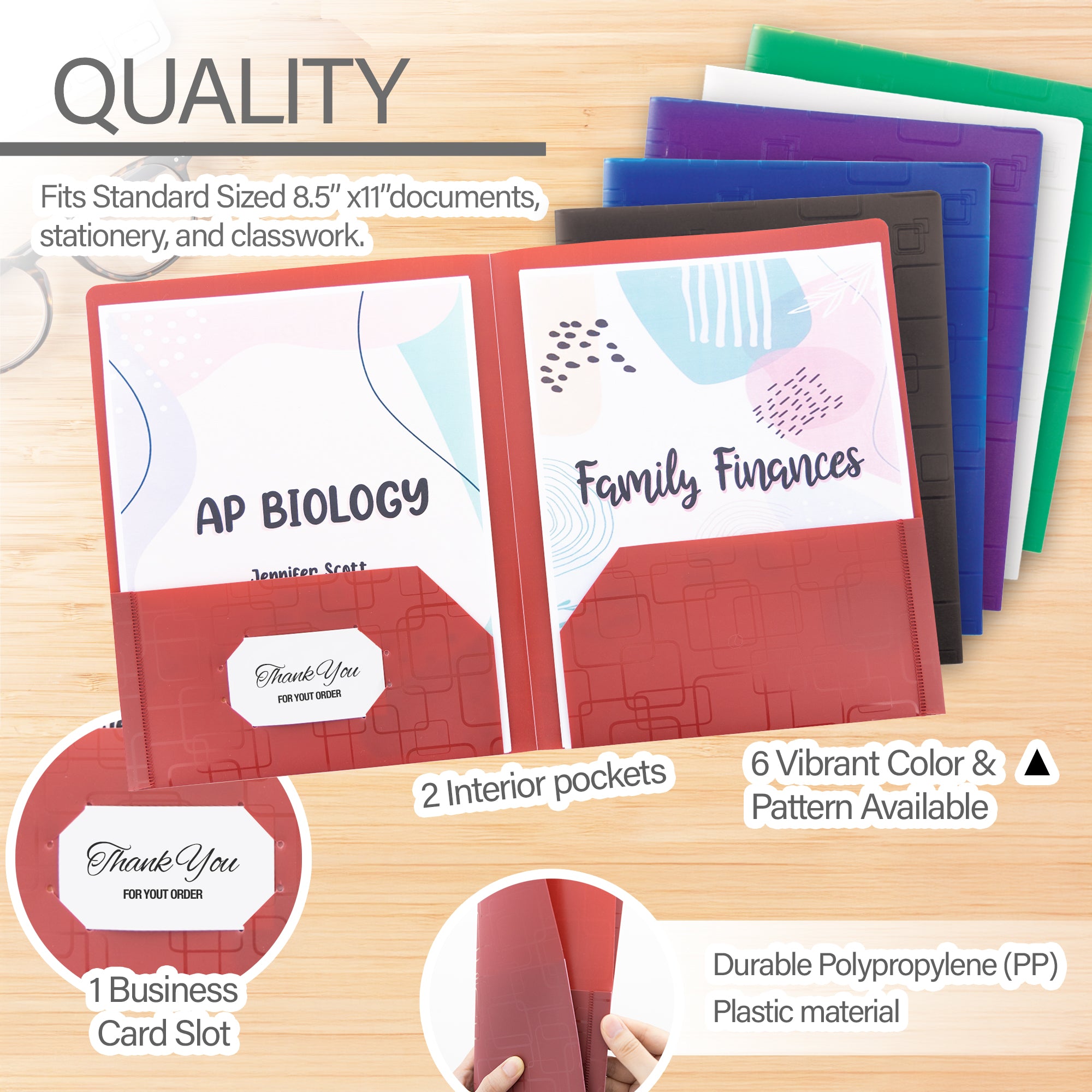 Cubic Embossed 2-Pocket Poly Portfolio