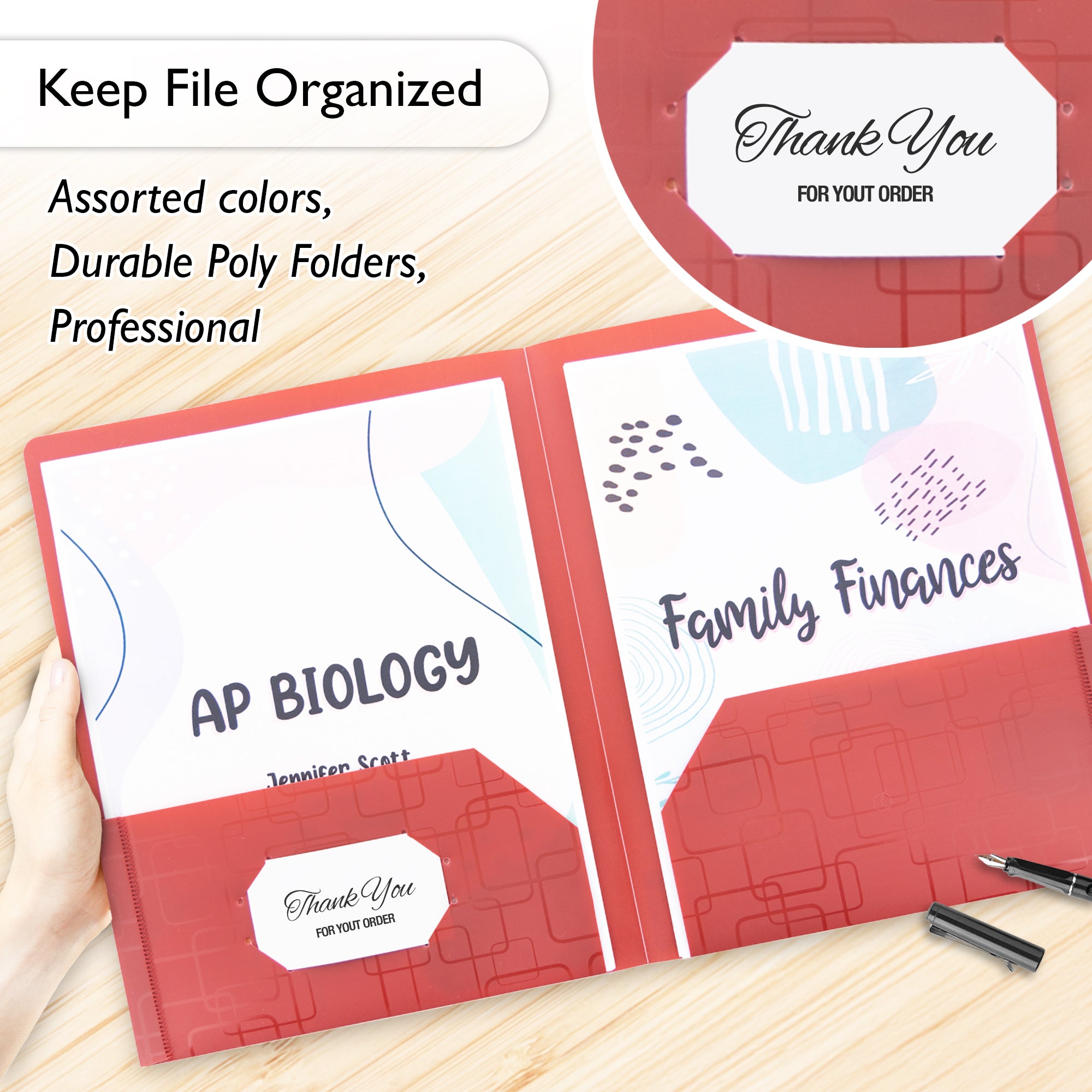 Cubic Embossed 2-Pocket Poly Portfolio