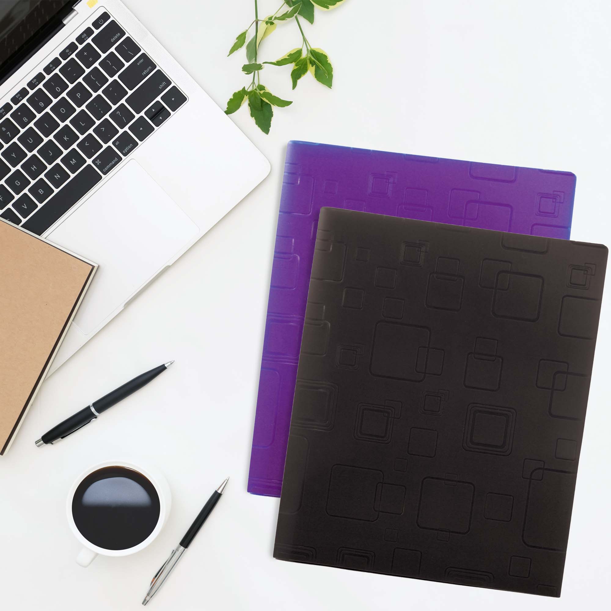 Cubic Embossed 2-Pocket Poly Portfolio