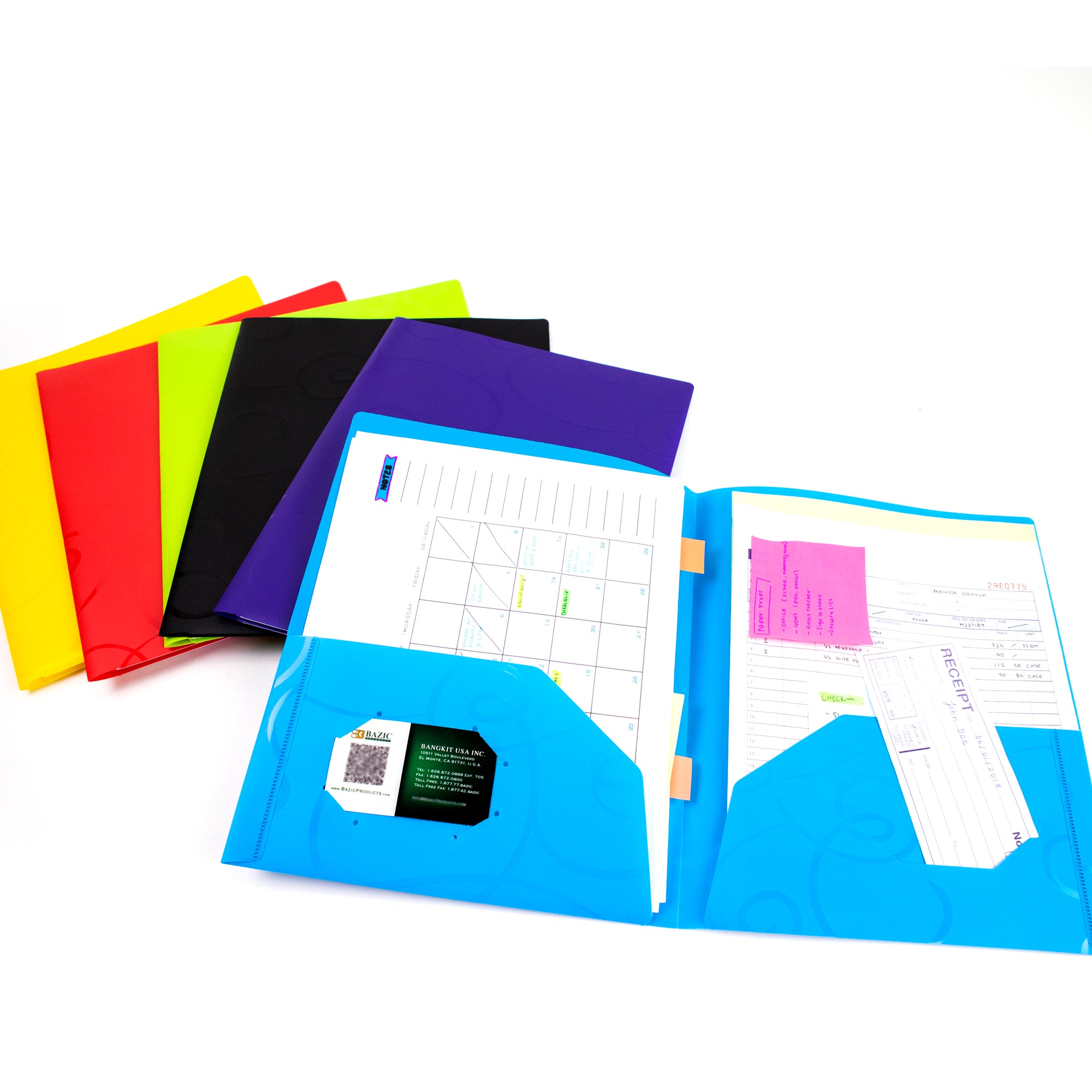 Swirl Embossed 2-Pocket Poly Portfolio