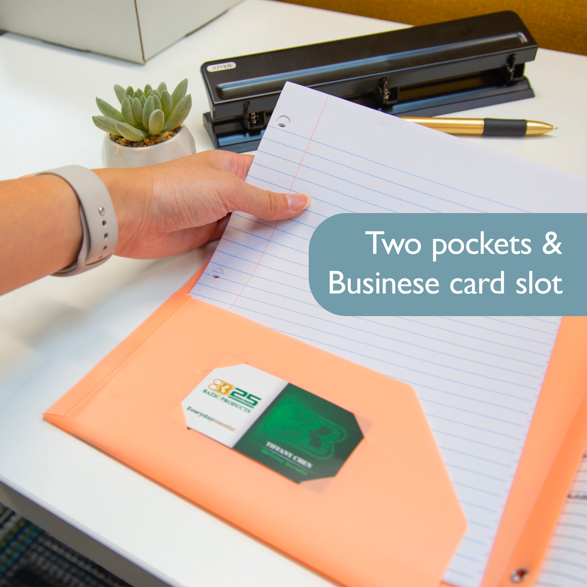 Pastel Color 2-Pocket Poly Portfolio w/ 3 Prongs