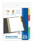 White Paper Dividers w/ 5-Writable Color Tabs