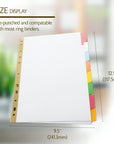 White Paper Dividers w/ 8-Writable Color Tabs
