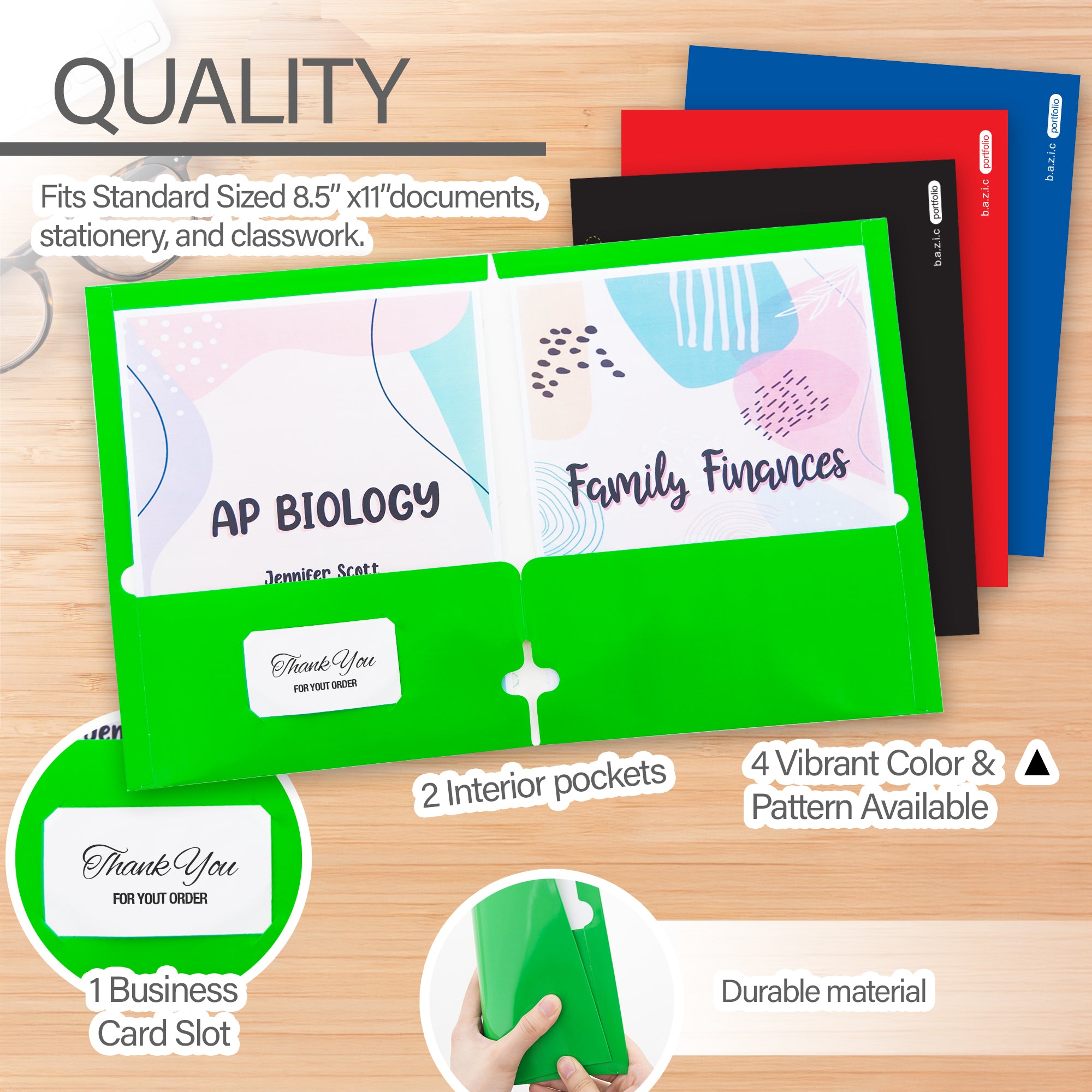 Glossy Laminated Classic Color 2-Pockets Portfolios