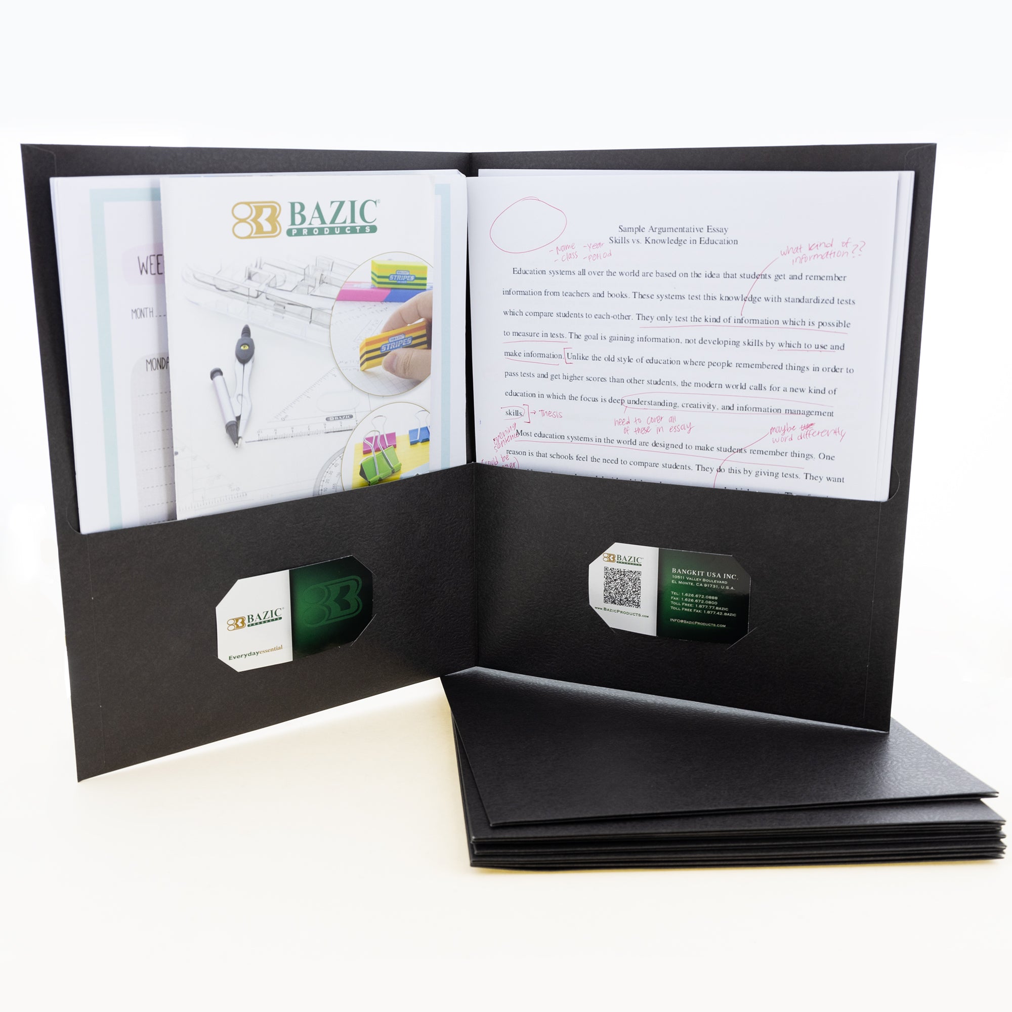 Premium Black Color 2-Pocket Portfolio (25/Box)