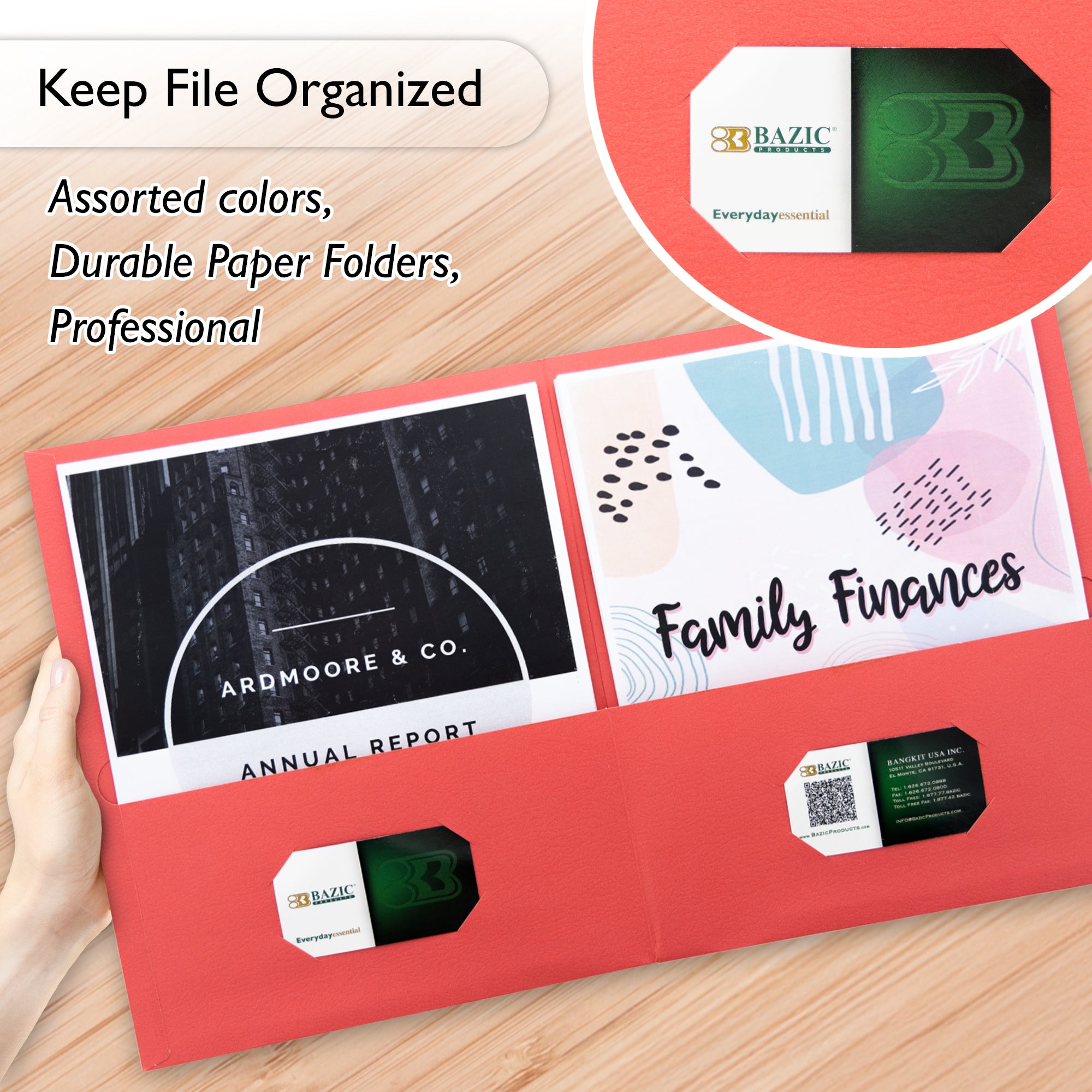 Premium Red Color 2-Pocket Portfolio (25/Box)