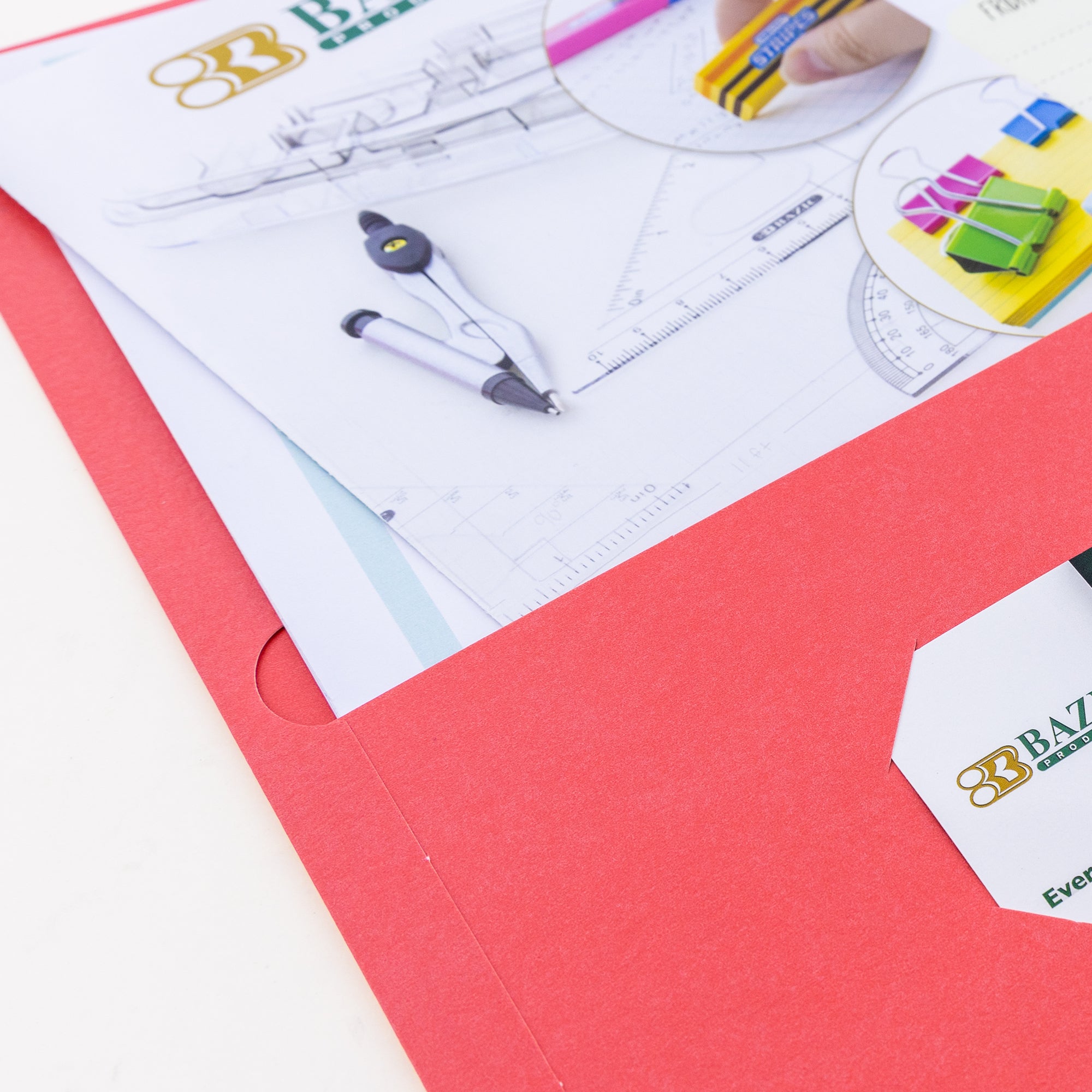 Premium Red Color 2-Pocket Portfolio (25/Box)