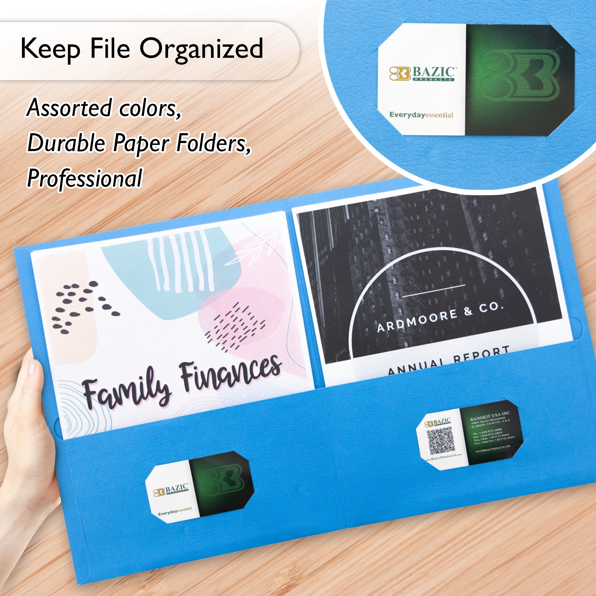 Premium Blue Color 2-Pocket Portfolio (25/Box)