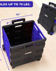 Foldable Rolling Cart w/ Lid Cover Blue 16" X 18" X 15"