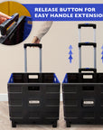 Foldable Rolling Cart w/ Lid Cover Blue 16" X 18" X 15"