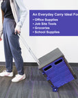 Foldable Rolling Cart w/ Lid Cover Blue 16" X 18" X 15"