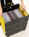 Foldable Rolling Cart w/ Lid Cover Yellow 16" X 18" X 15"