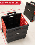 Foldable Rolling Cart w/ Lid Cover Red 16" X 18" X 15"