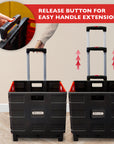 Foldable Rolling Cart w/ Lid Cover Red 16" X 18" X 15"