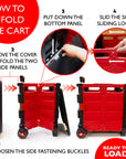Foldable Rolling Cart w/ Lid Cover Red 16" X 18" X 15"