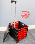 Foldable Rolling Cart w/ Lid Cover Red 16" X 18" X 15"
