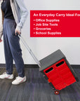 Foldable Rolling Cart w/ Lid Cover Red 16" X 18" X 15"