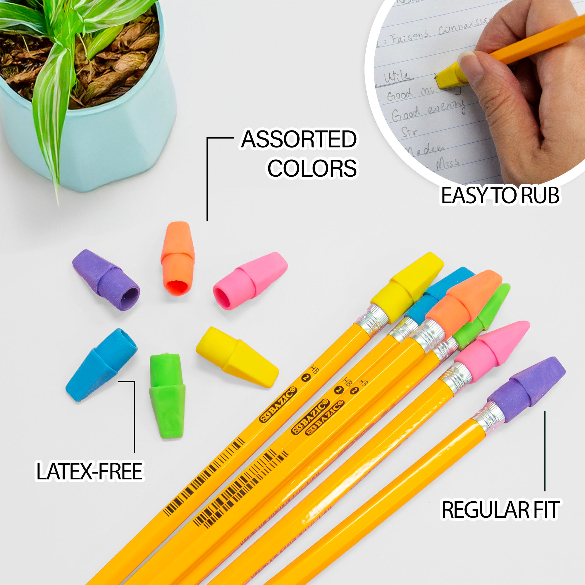 Neon Eraser Cap (20/Pack)