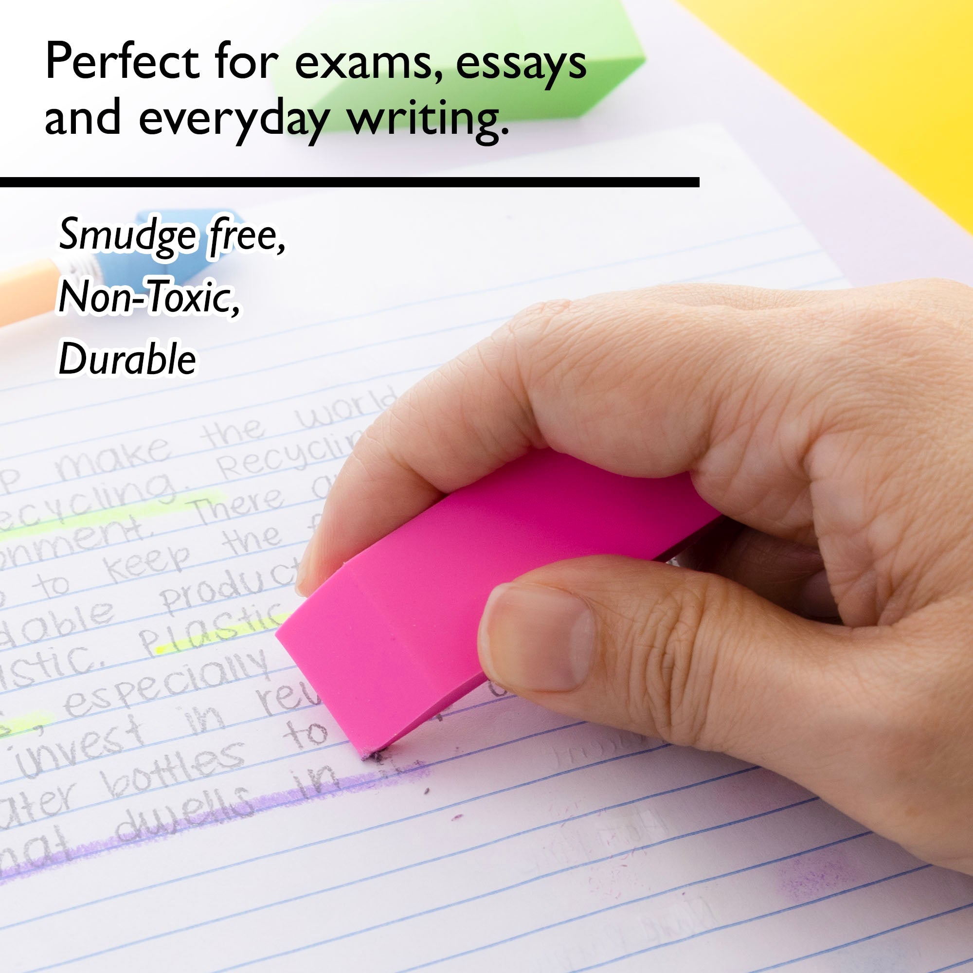 Neon Bevel Eraser (6/Pack)