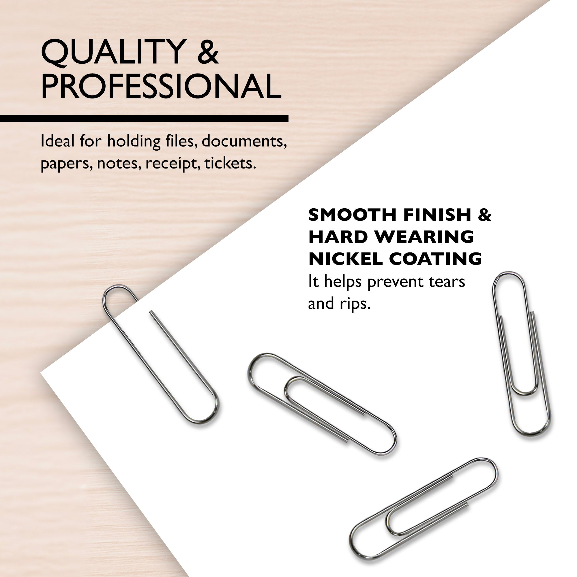 No.1 Regular (33mm) Silver Paper Clips (200/Pack)